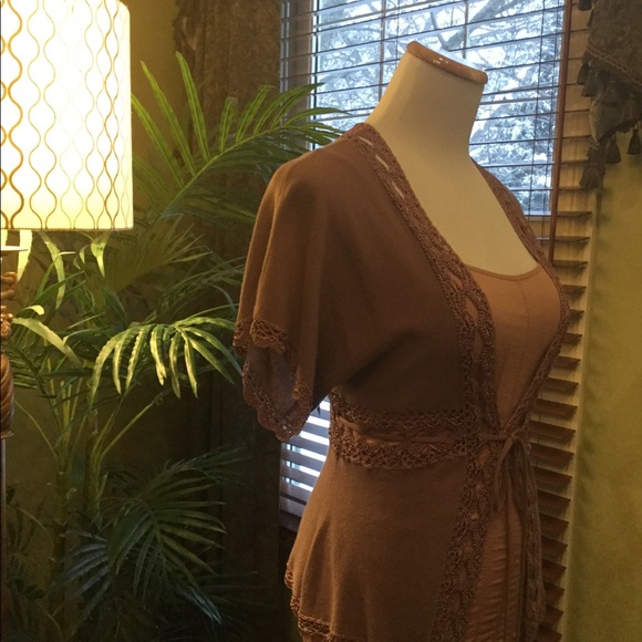 Front Tie Sweater with Crochet Trim - Picture 3 of 8